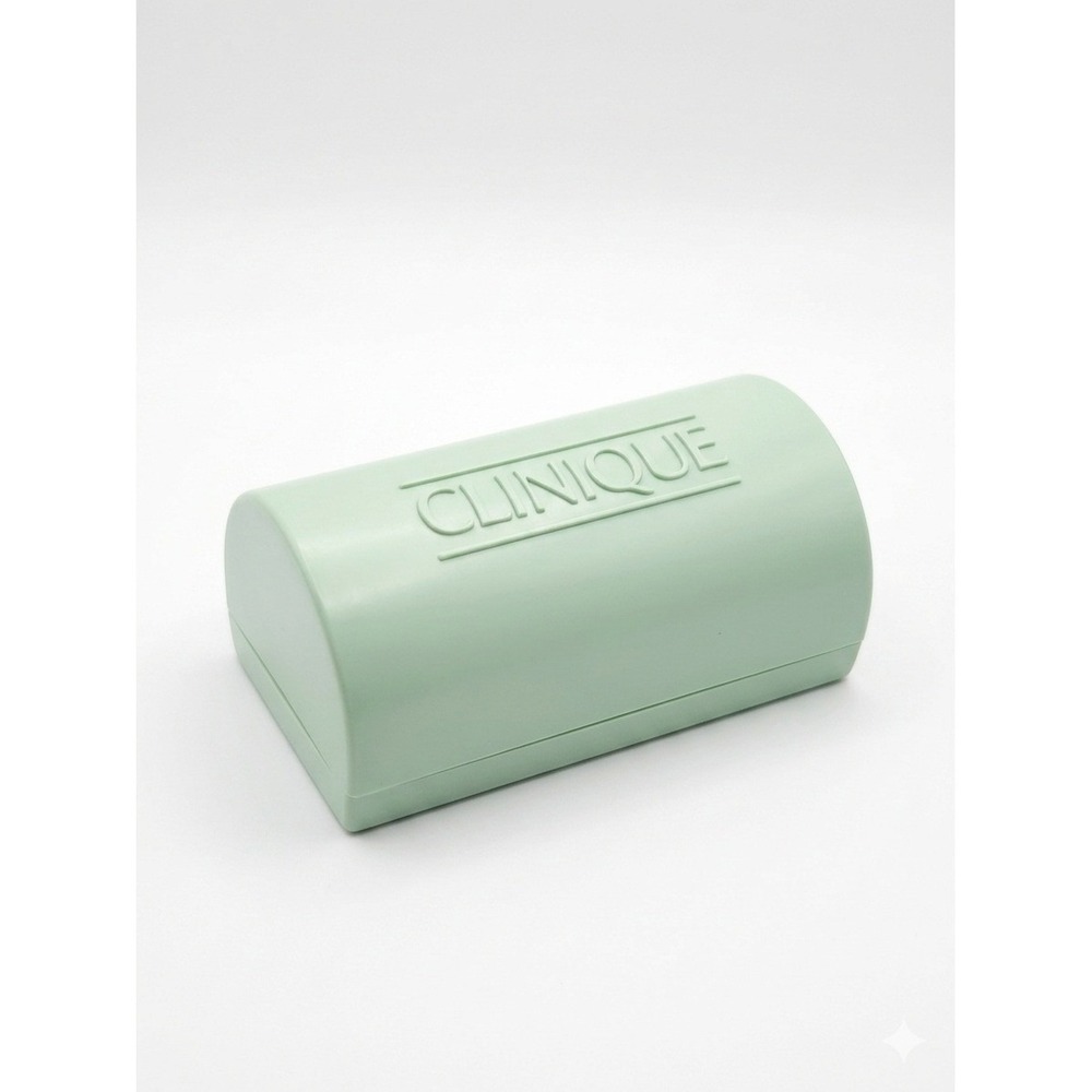 Clinique Travel Soap Dish Case Pastel Green Embossed Logo Vintage Style Plastic